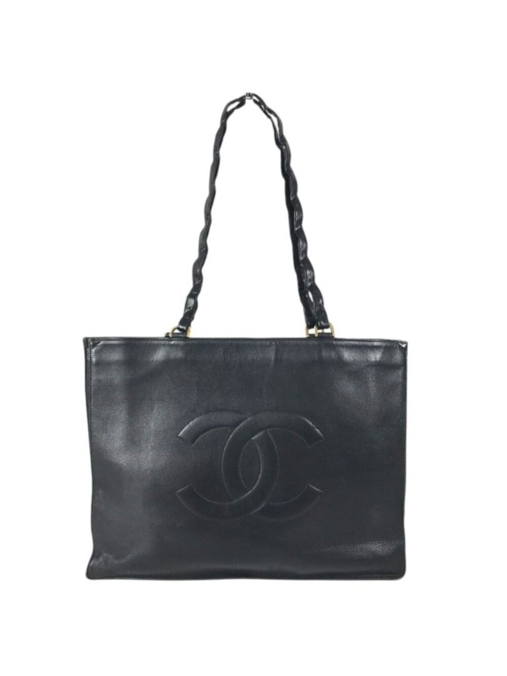 Chanel Shoulder Bag CC Logo Jumbo CC Vintage Leather Black